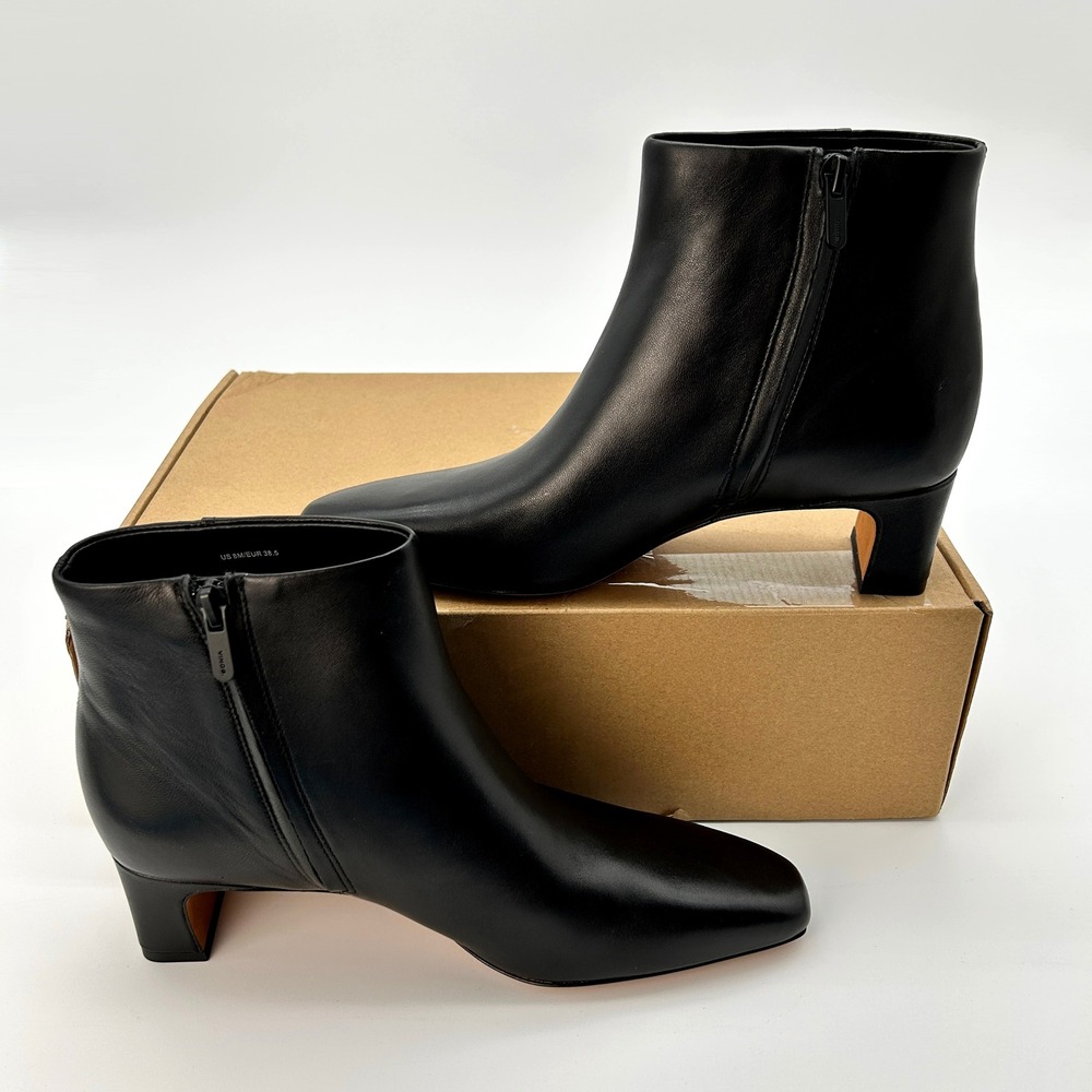 Block Heel Ankle Boots Vince Silvana Bootie Womens Size 8 M Black Leather NEW - Picture 2 of 8